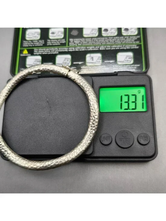 VTG Hammered Sterling Silver Bangle Bracelet Wavy Puffy Organic Statement 7.5" - Picture 9 of 10